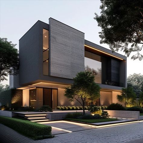 Dark Modern House Exterior, Dark Modern House, Rooftop Terrace Design, Architectural Firm, House Design Pictures, Architectural Design House Plans, Modern House Facades, Architect Design House, Modern Exterior House Designs