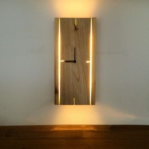 Rectangle Wall Clock, Vintage Industrial Lighting, Bedside Wall Lamp, Simple Wall Decor, Diy Clock Wall, Wooden Light, Wall Clock Design, Diy Holz, Modern Wall Sconces