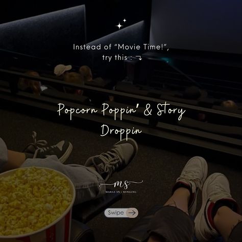 PART 88 — instead of “It’s Movie Time! ”, try these motivational alternatives 🥰 🏷️ #movie #movietime #adayinmylife #cinema #captionideas #notes #instagramtips #randomideas #fyp #margesn #caption Movie Time, About Time Movie, Instagram Tips, So True, Quick Saves