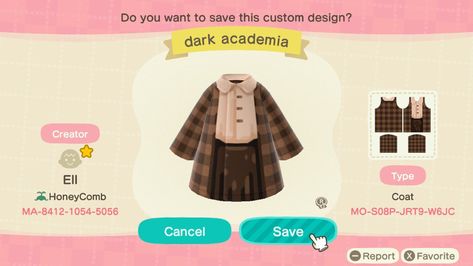 Acnh Dark Academia Codes Clothes, Animal Crossing Academia, Acnh Dark Academia Clothing, Dark Academia Animal Crossing Clothes, Animal Crossing Dark Academia Codes, Acnh Dark Academia Codes, Acnh Dark Academia, Girly Games, Dark Academia Clothes