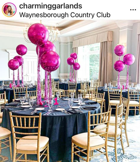 Pink Balloon Centerpieces, Table Balloon Centerpieces, Graduation Balloon Ideas, 21st Birthday Centerpieces, Pregame Party, Rainbow Dinner, Bat Mitzvah Centerpieces, Mitzvah Centerpieces, Softball Party