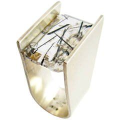 Heidi Abrahamson Rutilated Quartz Sterling Silver Ring Silver Ring Designs, Rutilated Quartz Ring, Jewelry Advice, Modernist Jewelry, Champagne Diamond, Quartz Ring, Rutilated Quartz, Modern Jewelry, Yellow Gold Rings