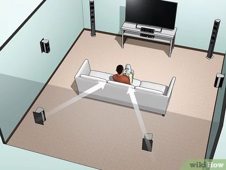 How to Set Up a Home Theater System (with Pictures) - wikiHow Surround Sound Living Room, Home Theater Wiring, Diy Grout, Home Theater Sound System, Home Cinema Systems, The Movie Theater, Cloud Craft, Home Cinema Room, Home Theater Setup