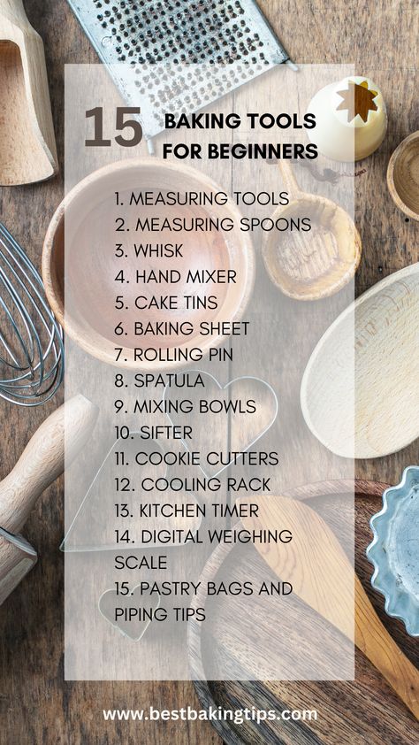 Baking Essentials For Beginners, Basic Baking Tools For Beginners, Beginner Baking Tools, How To Start Baking, How To Become A Baker, Baking Essentials Tools List, Baking For Beginners Recipes, Baking Essentials Ingredients, Bakery Essentials