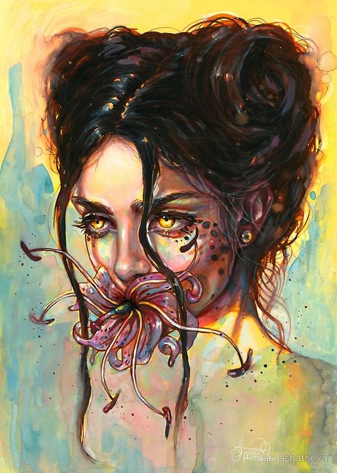 Wildflower by tanyashatseva #watercolor #digitalart #illustration #illustrationart #paintings #artpainting #fantasyart #canvasart Surreal Art Beautiful, Tanya Shatseva, Art Amour, Bel Art, Arte Inspo, Arte Fantasy, Trippy Art, Art Beautiful, Surreal Art