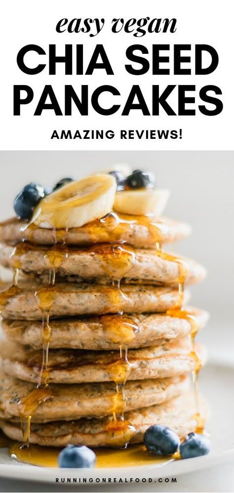 Chia Seed Waffles, Chia Seed Pancakes Healthy, Banana Chia Pancakes, Chia Seeds Pancakes, Healthy Vegan Pancake Recipes, Tofu Pancakes, Pancakes With Chia Seeds, Gluten Free Vegan Pancake Recipe, Chia Seed Pancakes