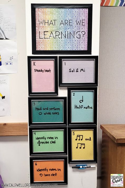 Music Anchor Charts, Elementary Music Classroom Decor, Music Classroom Posters, Music Classroom Organization, Music Classroom Management, Music Room Organization, Teaching Orchestra, Lesson Objectives, Elementary Music Room