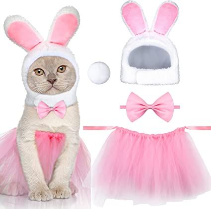 Amazon.com : 4 Pcs Bunny Costume Set Bunny Rabbit Hat with Ear Bunny Ears Pet Headband Lace Tutu Skirt with Bunny Ears Tail and Bow for Easter Cats Small Dogs Party Costume Accessory : Pet Supplies Rabbit Headband, Bunny Ears And Tail, Easter Cats, Rabbit Hat, Easter Costume, Hat With Ears, Bunny Head, Easter Theme, Bunny Costume