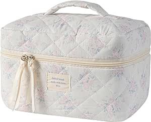 uekeboag Large Travel Quilted Makeup Bag for Women, Floral Cotton Cosmetic Bag, Coquette Aesthetic Floral Toiletry Organizer Bag (07PinkRose) Coquette Makeup Bag, Birthday Wishlist Ideas, Christmas List Inspo, Preppy Makeup Bag, Quilted Makeup Bag, Floral Makeup Bag, Coquette Makeup, Preppy Makeup, Floral Makeup