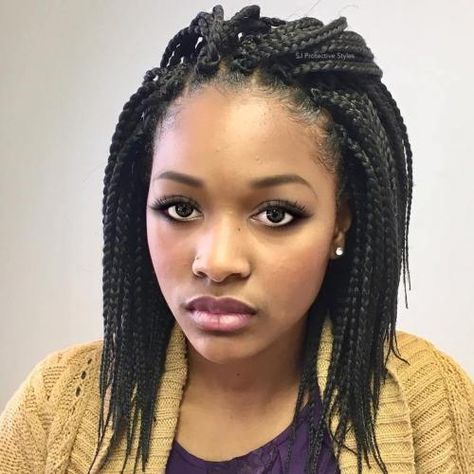 Shoulder-Length Crochet Braids Pixie Braids Hairstyles, Short Bob Braids, Pixie Braids, Short Box Braids Hairstyles, Short Box Braids, Bob Braids, Long Box Braids, Crochet Braid Styles, Pelo Afro