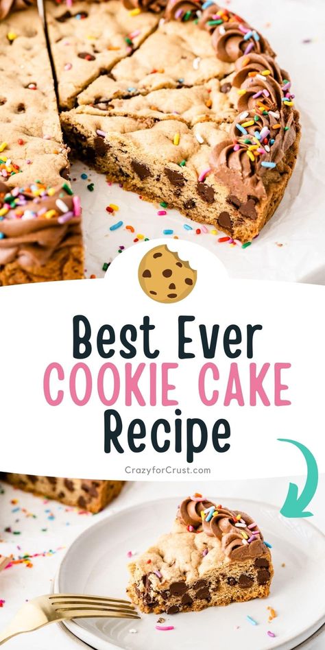 Cookie Cake Recipe Easy, Homemade Cookie Cakes, Chocolate Chip Cookie Cake Recipe, Crazy For Crust, Popular Cookies, Chocolate Cake Cookies, Chocolate Chip Cookie Cake, Cookie Cake Birthday, Best Chocolate Chip