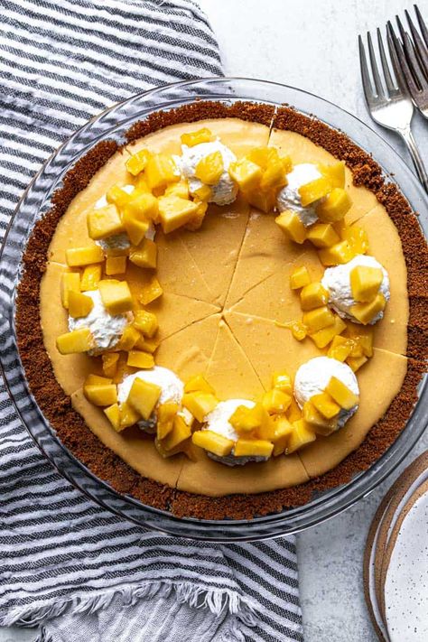 Mango Pie - Female Foodie Biscoff Crust, Female Foodie, Kitchen Aide, Mango Pie, Condensed Milk Cookies, Mango Cream, Mango Puree, Delectable Desserts, Creative Desserts