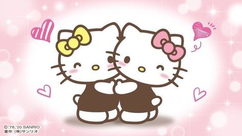 Twin Day, Hello Kitty Photos, Hello Kitty Birthday Party, Baby Kiss, Walpaper Hello Kitty, Kitty Baby, Hello Kit, Hello Kitty Birthday, Hello Kitty Iphone Wallpaper