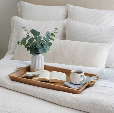 Eucalyptus Arrangement, Spring Bedding, Faux Eucalyptus, Hearth & Hand With Magnolia, Apartment Decoration, Bed Tray, Bed Springs, Hearth And Hand, Ikea Hacks