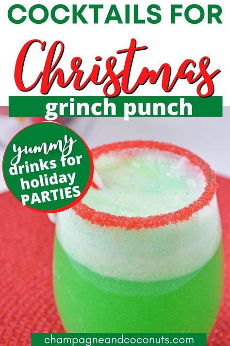 Grinch Ice Cream, Ice Cream Float Recipes, Grinch Drink, Lime Sherbert, Grinch Punch, Festive Holiday Drinks, Christmas Drinks Alcohol Recipes, Ice Cream Float, Christmas Drinks Recipes