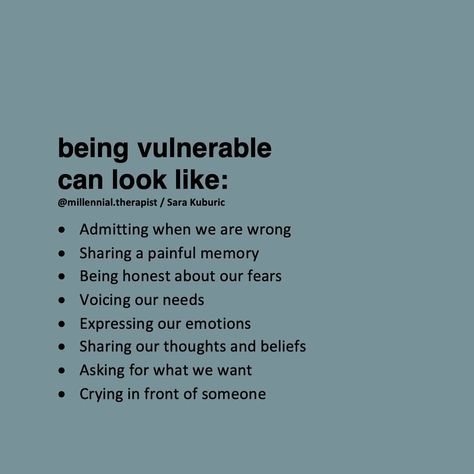 Sara Kuburic on Instagram: “Vulnerability will look different for everyone. Remember, context and safety matters! #millennialtherapist #sorry #need” Fear Of Vulnerability Quotes, Vulnerability Quotes, Being Vulnerable, 365 Quotes, Improve Communication Skills, Working On Me, Mental Health And Wellbeing, Love Life Quotes, Therapy Tools