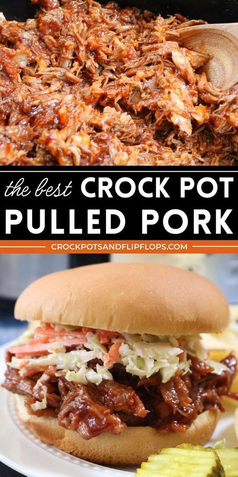 Easy Pulled Pork Crock Pot, Pulled Pork Crock, Crockpot Pulled Pork Bbq, Crock Pot Pulled Pork, Bbq Pulled Pork Recipe, Crock Pot Pulled Pork Recipe, Pork Crockpot Recipes, Pulled Pork Recipe, Crockpot Pulled Pork