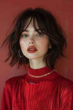 Bangs Haircut, Egirl Makeup, Rambut Brunette, Chin Length Haircuts, Long Pixie Hairstyles, Tomboy Hairstyles, Short Haircut Styles, Chin Length, Chin Length Hair