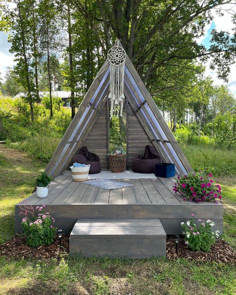 DIY projects, makeover Bubble Picnic, Frame Playhouse, Yoga Pavilion, Backyard Hill, A Frame Playhouse, Yard Camping, Nature Playground, Playhouse Decor, Dream Yoga