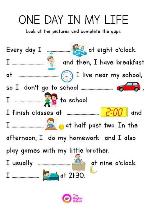 Primary One English Worksheet, Daily Routine Worksheet For Kids, My Daily Routine Worksheet, Daily Activities Worksheet, Daily Routine For Kids, Daily Routine Worksheet, Struktur Teks, Reading Comprehension For Kids, Grammar For Kids