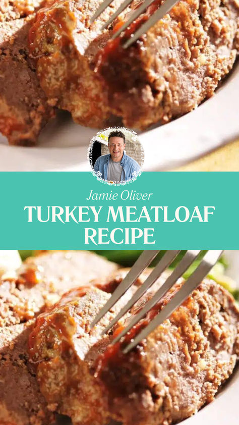 Jamie Oliver Turkey Meatloaf Recipe Mushroom Turkey Meatloaf, Smoked Turkey Meatloaf, Jamie Oliver Turkey, Meatloaf Turkey, Moist Turkey Meatloaf, Mushroom Meatloaf, Orange Ginger Chicken, Turkey Meatloaf Recipe, Traditional Meatloaf