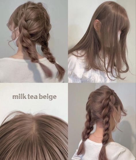 Angelic Hair Color, Chinese Hair Dye Ideas, Rose Ash Hair, Short Milk Tea Hair, Spring Light Hair Color, Brown Hair Neutral Skin Tone, Hair Color Ideas For Asian Short Hair, Dye Hair Ideas For Brown Hair, Japanese Hair Color Ideas