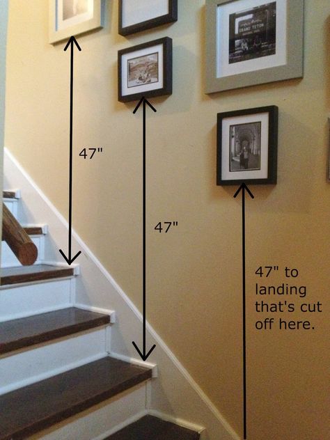 How to hang pictures in stairwell Frames On The Stairs, Photos Along Staircase, Entryway Under Stairs Decor, Frames Up Stairs, Photo Frames Staircase, Bottom Of Staircase Decor, Entry Stairs Decor, Stair Case Wall Art, Picture Frames Staircase Wall