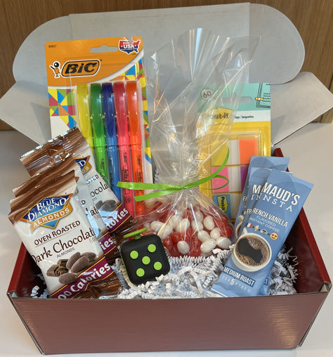 college care package, study treats, exam gift box