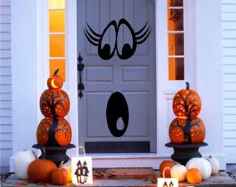 MakeYourWallsPop - Etsy Simple Halloween Decor Outdoor, Outdoor Halloween Decor Front Yards, Halloween Decor Outdoor, Simple Halloween Decor, Outdoor Halloween Decor, Halloween Front Porch Decor, Halloween Porch Decorations, Halloween Front Porch, Front Yards