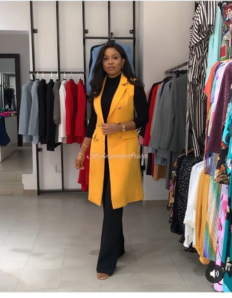 Boss Dress Outfit, Corporate African Attire Women, Office Blazer Outfits Women, Blazer Vest Outfits For Women, Kimono Outfit Work, Stylish Business Outfits, Fashionable Work Outfit, Corporate Dress, Corporate Attire