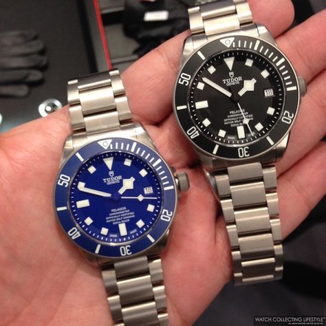 Baselworld 2015: Introducing the New Tudor Pelagos Blue and the Redesigned Pelagos Black. Both Now with In-House Movement. Diesel Watches For Men, Tudor Pelagos, Relic Watches, Live Pictures, Mens Digital Watches, Tudor Watches, Tudor Watch, Diving Watch, Armani Watches