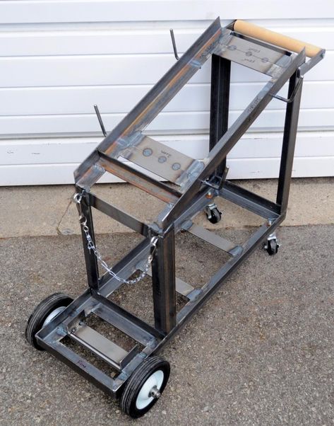 Welder Cart Ideas, Mig Welder Cart, Welding Cart Plans, Welder Cart, Welding Jig, Metal Garage Buildings, Wood And Metal Desk, Steel Furniture Design, Workshop Plans