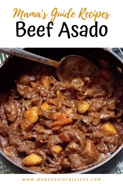 Beef Asado Filipino, Beef Asado Recipe, Filipino Beef Recipes, Beef Asado, Chicken Asado Recipe, Shrimp Alfredo Pasta Recipes, Bistek Recipe, Breakfast Steak, Asado Recipe