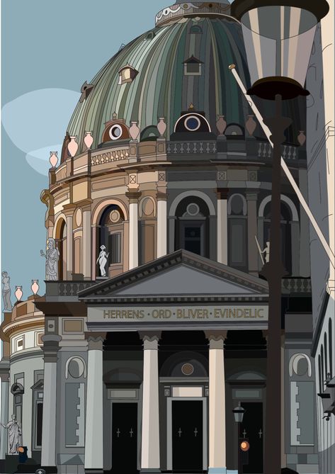 Frederik's Church, Denmark, Copenhagen Adobe Illustrator Art, Denmark Copenhagen, Illustrator Art, Copenhagen, Denmark, Adobe Illustrator, Illustration Art, Illustrator, Quick Saves