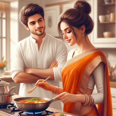 Paneer ki subzi mehmaan ke liye 

#aipictures, #cooking, #Indian, #couple, #love Indian Couple Anime, Wife Cooking For Husband, Husband Wife Pic, Cute Husband And Wife Goals, Husband Wife Wallpaper, Lovers Wallpaper Couple, Husband Wife Romance, Good Morning Husband, Baby Selfie