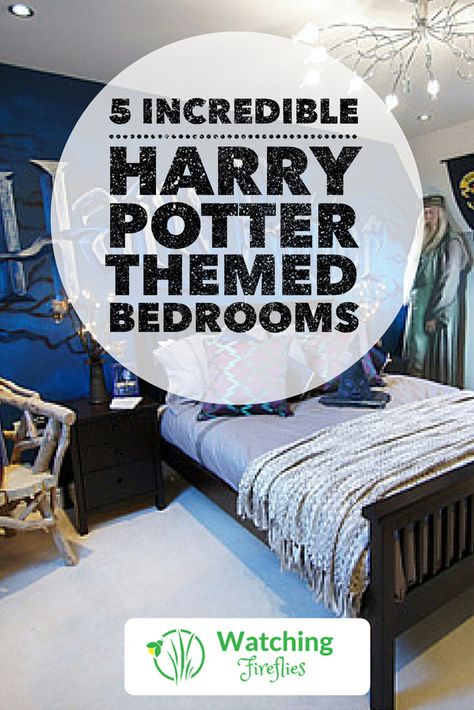 5 Incredible Harry Potter Inspired Bedrooms - Watching Fireflies Ravenclaw Inspired Bedroom, Slytherin Themed Bedroom, Harry Potter Theme Room, Harry Potter Room Decor Diy, Harry Potter Inspired Bedroom, Harry Potter Kids Room, Ravenclaw Bedroom, Hogwarts Bedroom, Harry Potter Themed Bedroom