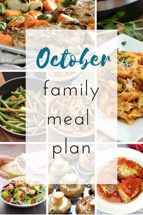 October Recipes Dinners, Meals For A Month Menu Planning, October Meal Plan, Fall Family Meal, Weekly Meal Plan Family, Affordable Meal Plans, Easy Menu Planning, Family Meal Plan, October Food