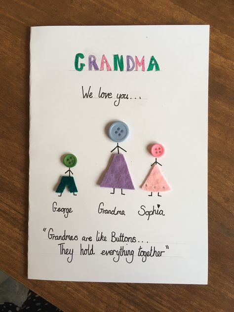 Mothers Day Card For Grandma From Kids, Happy Birthday Grandma Arts And Crafts, Cute Birthday Cards For Your Grandma, Drawing Ideas For Grandmas Birthday, Cards For Your Grandmas Birthday, Handmade Cards For Grandma, Great Grandma Birthday Card, Grandma Homemade Cards, Birthday Card Craft For Grandma