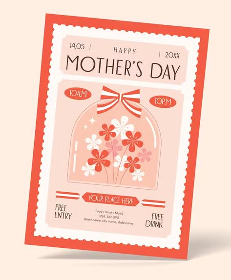 Mother's Day Flyer Template AI, EPS, PSD Mother Day Poster Design, Mothers Day Poster Design, Mothers Day Flyer, Mothers Day Ad, Mothers Day Poster, Social Media Design Inspiration, Mom Day, Event Flyer, Painting Art Projects