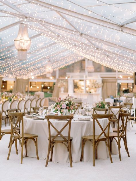 Rest Yourself River Ranch Wedding | Clear Tent Wedding Wedding Clear Tent, Clear Tent Wedding, Lights Boho, Tented Wedding Reception, Wedding Tent Decorations, Outdoor Tent Wedding, Tent Wedding Reception, Mineral Wells, Boho Chandelier