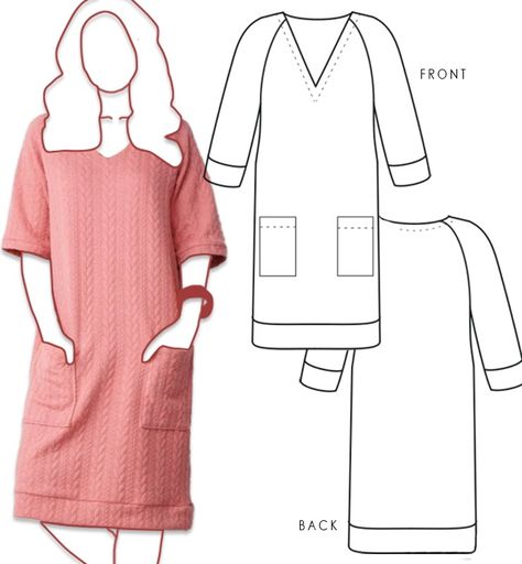 19 Sweater & Jumper Dress Sewing Patterns (3 FREE PDF’s!) Free Sewing Patterns Printable, Jumper Dress Pattern, Diy Vest, Sweater Jumper Dress, Dressmaking Patterns, Sewing Patterns Free Women, Fitted Knit Dress, Tunic Sewing Patterns, Patterns Printable