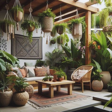 25 Boho Patio Ideas: Create Your Dreamy Oasis Now! - Qazu's Villa Boho Patio Decor, Boho Patio Ideas, Bohemian Lighting, Cabin Deck, Boho Backyard, Small Water Features, Boho Patio, Outdoor Patio Ideas, Meditation Garden