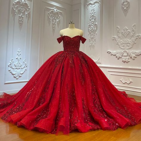 Sweetheart Red Dress Sparkly Sequins Luxury Ball Gown Quinceañera Dress Red Dress Sparkly, Red Sweetheart Dress, Fairytale Wedding Gown, Quinceanera Dresses Red, Champagne Quinceanera Dresses, White Quinceanera Dresses, Black Quinceanera Dresses, Quinceanera Dresses Gold, Plus Size Evening Gown