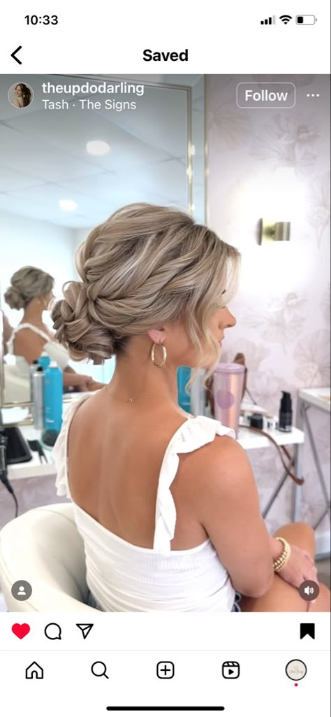 Hair Up For Races, Bridesmaid Hairstyles Trendy, Hair Styles For Low Back Wedding Dress, Wedding Hair For V Neck, Bridal Bun With Veil Under, Updo For One Shoulder Dress Bridesmaid, Wedding Hair To Show Off Back Of Dress, Hairstyles With Strapless Dress Wedding, Wedding Hair For A Line Dress