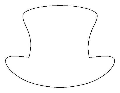 Top hat pattern. Use the printable outline for crafts, creating stencils, scrapbooking, and more. Free PDF template to download and print at http://patternuniverse.com/download/top-hat-pattern/ Top Hat Pattern Printable, Snowman Hat Pattern Template, Printable Hat Template, Top Hat Template Free Printable, H For Hat, Snowman Hat Template, Top Hat Template, 30 Cakes, Top Hat Drawing