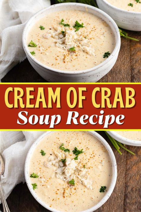 Try this cream of crab soup recipe to warm your soul! Loaded with crab, butter, half and half, and Old Bay, it's a true masterpiece! Crab Clam Chowder, Cream Of Crab Soup Crockpot, Leftover Crab Meat Recipe, Best Cream Of Crab Soup Recipe, Maryland Cream Of Crab Soup Recipe, Cream Of Crab Soup Recipe, Crab Butter, Crab Soup Recipe, Cream Of Crab