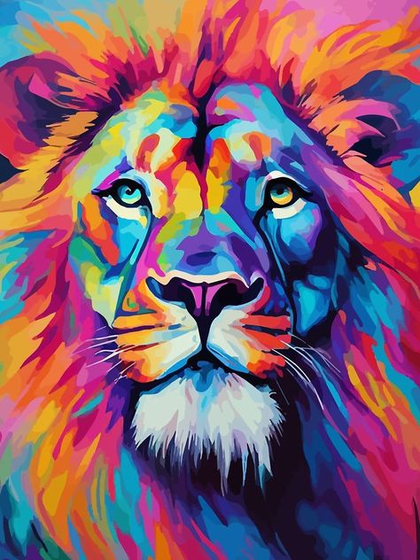 "Colorful lion art" Classic T-Shirt for Sale by Grypis | Redbubble Colorful Lion Art, Colorful Lion Painting, Lion Artwork, Dog Pop, Dog Pop Art, Lion Painting, Art Essentials, Abstract Face, Lion Art