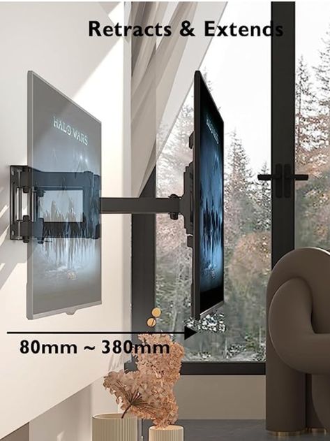 -39% £28.04 VESA Mount Compatibility】 - This TV wall bracket is suitable for most 23-70 inch flat & curved TVs with MAX weight capacity of 45kg. Adjustable Optimal Viewing】 - Our TV wall bracket tilt feature allows for tilt 10° up and 15° down to eliminate glare & reduce neck or eye strain. This full motion TV wall mount swivels 60° left and right. Saving Space. Robust & Safe Construction. Full Motion Tv Wall Mount, Curved Tvs, Vesa Mount, Tv Wall Brackets, Hdmi Cables, Wall Mounted Tv, Eye Strain, Wall Brackets, Wall Mount