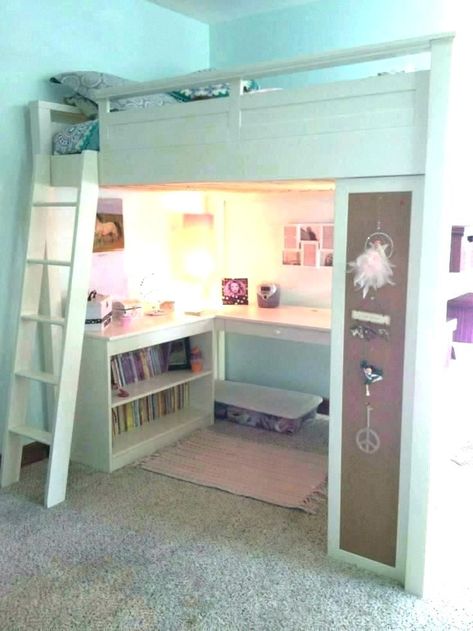 Bunk Bed With Desk Underneath, Bunk Beds With Desk, Beds With Desk, Cheap Bunk Beds, Bed With Desk Underneath, Loft Beds For Teens, Loft Beds For Small Rooms, Girls Loft Bed, Bed For Girls Room