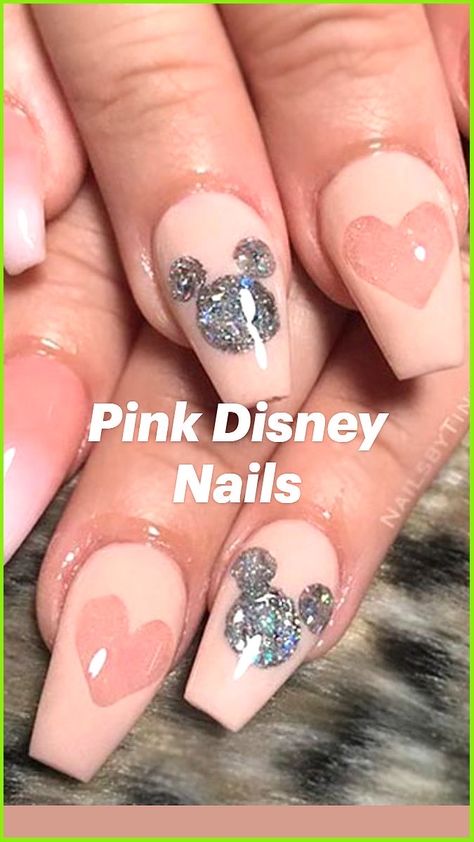 Nails Rings, Pink Rings, Disney Acrylic Nails, Mickey Nails, Kutek Disney, Cute Acrylic Nail Designs, Nails 2021, Disney Nails, Nails Spring